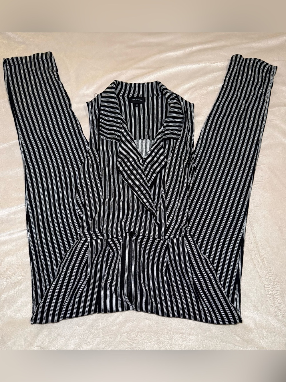 Who What Wear Black and White Striped Jumpsuit